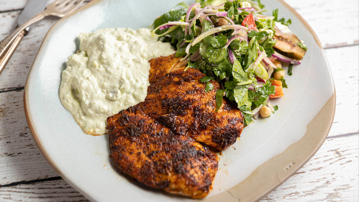 Grilled Chicken with Creamy Avocado Dressing